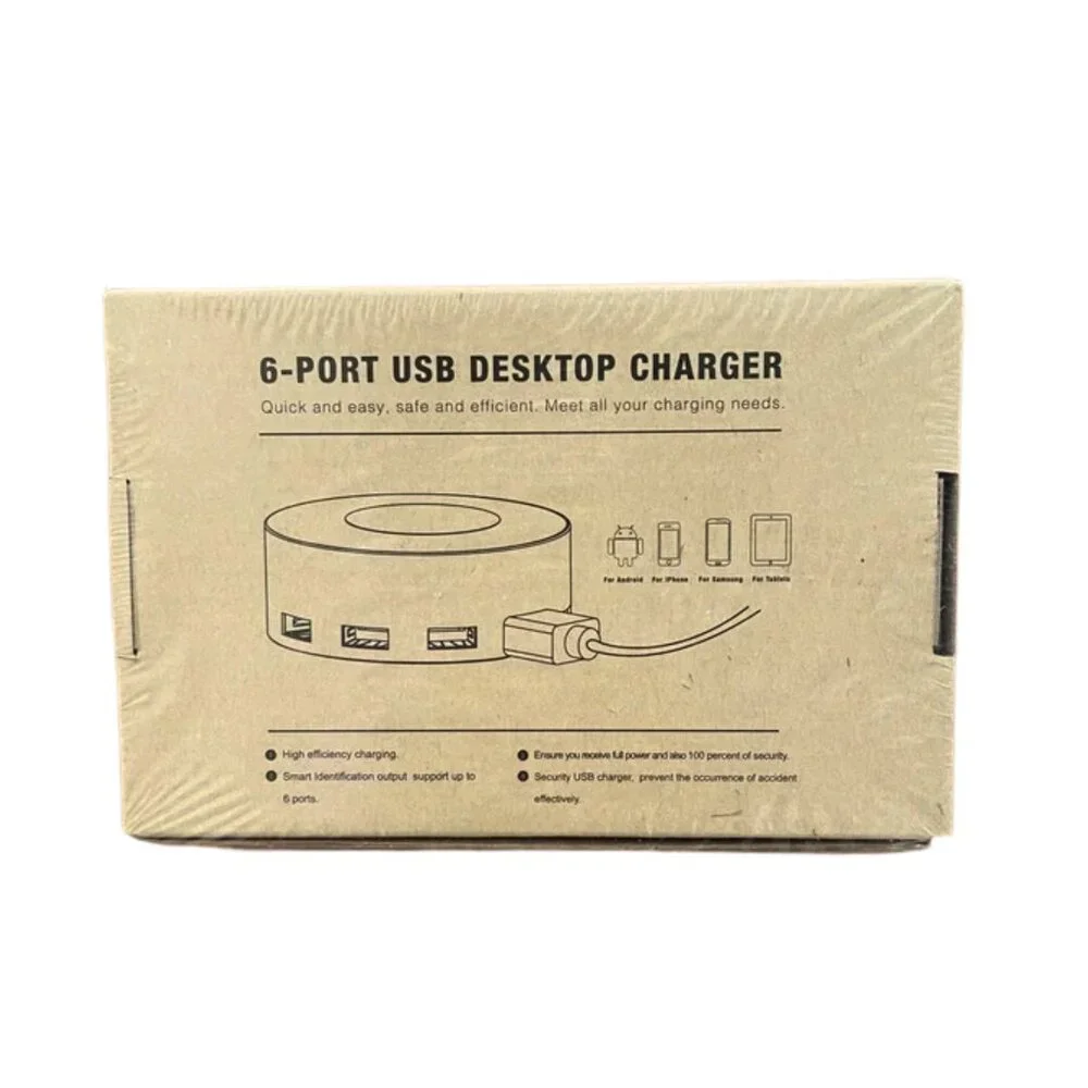 Vogek 6-Port USB Desktop Charger Station with Smart Identification